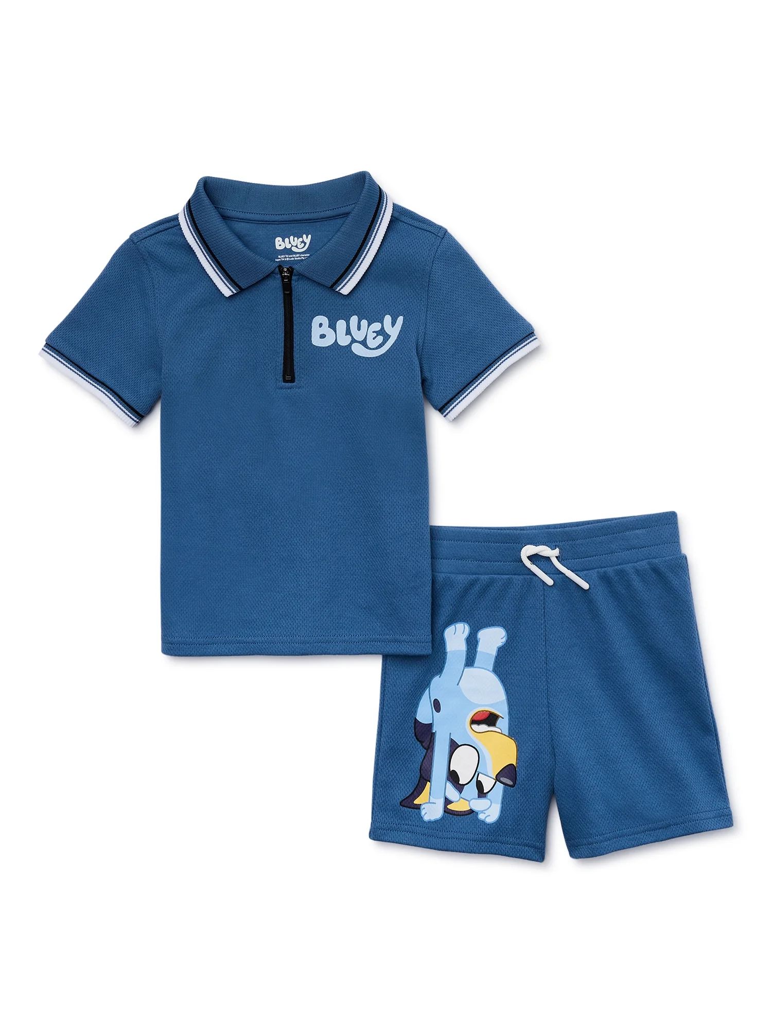 Bluey Toddler Boys Short Sleeve Polo Top and Shorts Set, 2-Piece, Sizes 2T-4T - Walmart.com | Walmart (US)