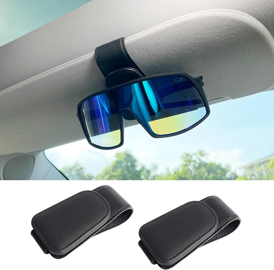 Car Sunglasses Holder, 2 Pack Glasses Hanger Clip for Car Sun Visor with Magnetic Leather Adsorpt... | Amazon (CA)