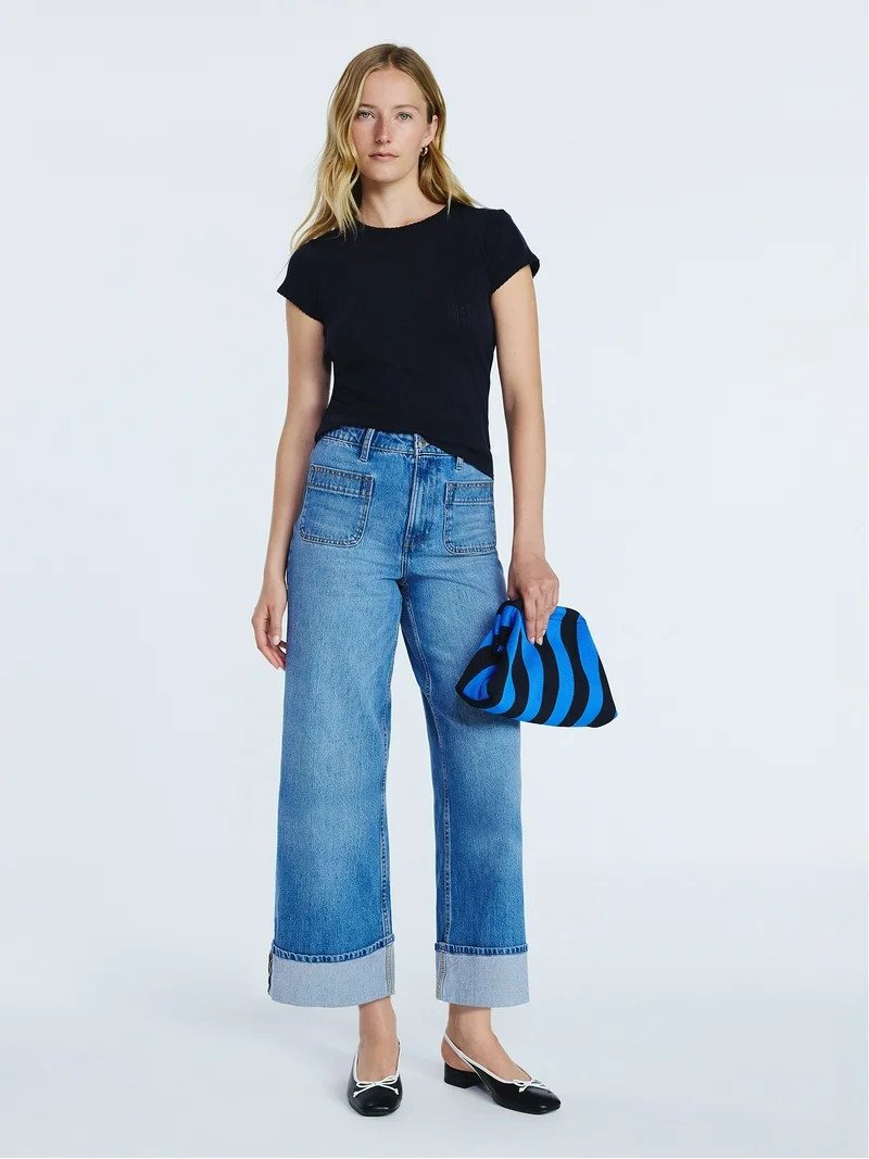 Free Assembly Women's and Women's Plus Pointelle Mini Tee with Short Sleeves, Sizes XS-4X | Walmart (US)