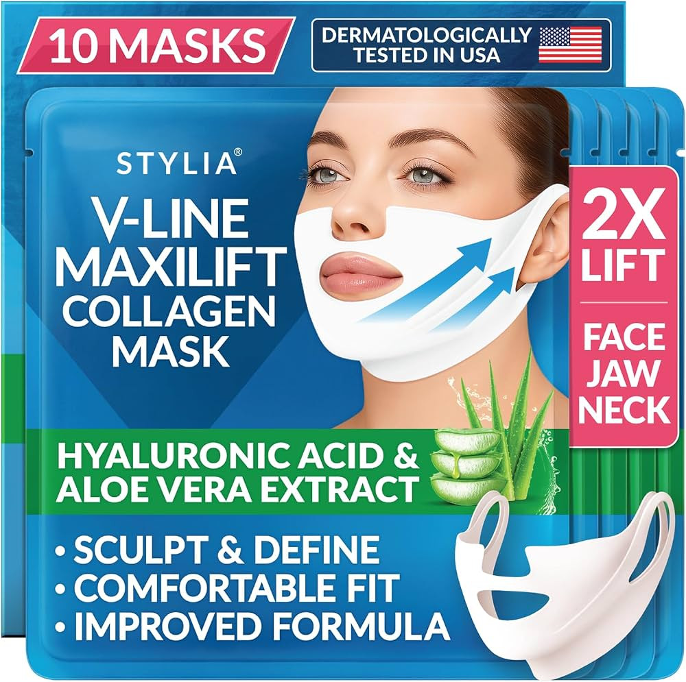 Stylia MaxiLift V-Line Lifting Collagen Face Mask - Double Chin Strap - Jawline Shaper - Neck Fir... | Amazon (US)