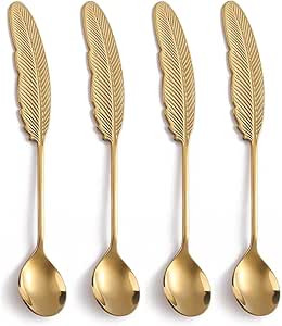 10 Pieces Dessert Spoons Stainless Steel, Cute Gold Teaspoons Set, Espresso Spoons for Coffee Tea... | Amazon (US)