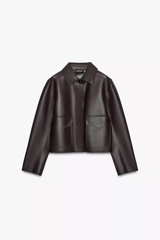 SHORT FAUX LEATHER JACKET | Zara UK