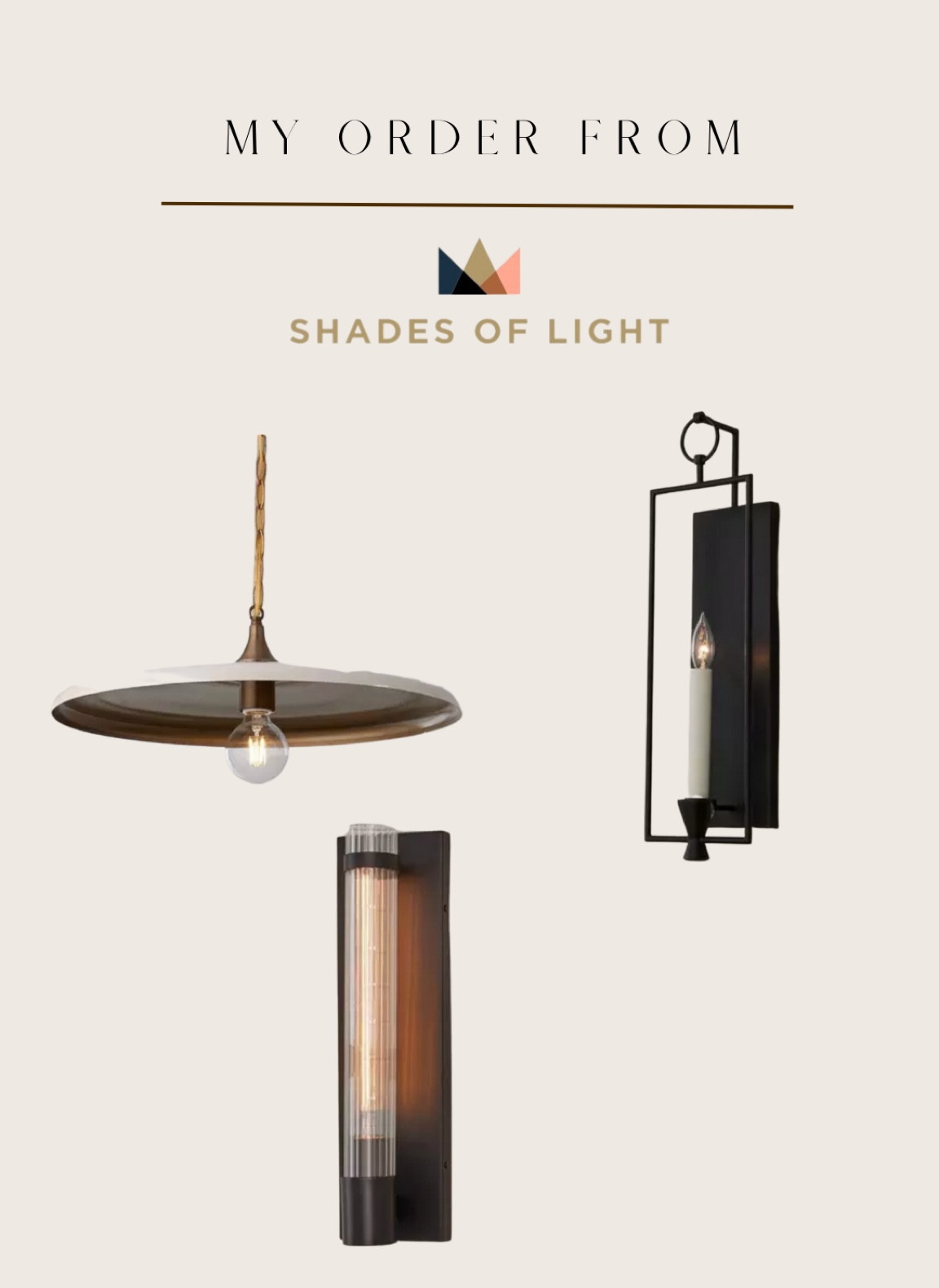 My most recent light fixture order! 

Light sconces. Shades of light. Pendant lighting. Lighting fixtures. 

#LTKhome