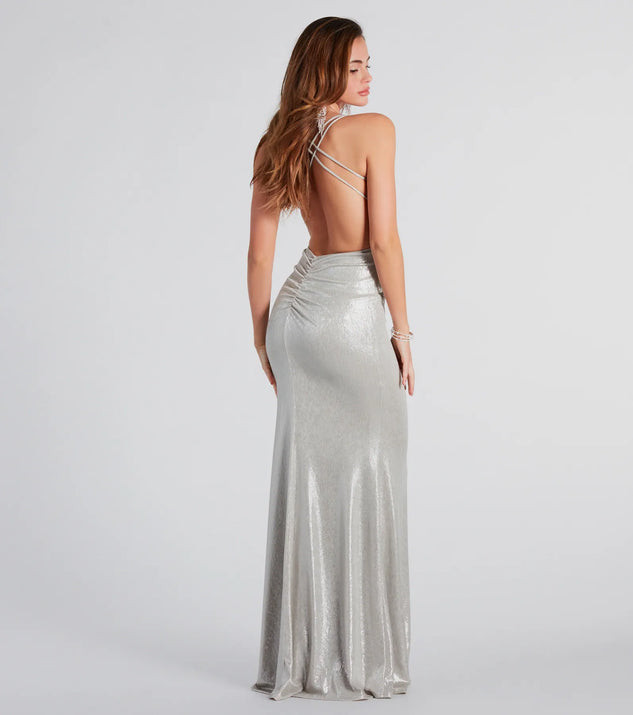 Kate Formal Metallic Open Back Mermaid Dress | Windsor Stores