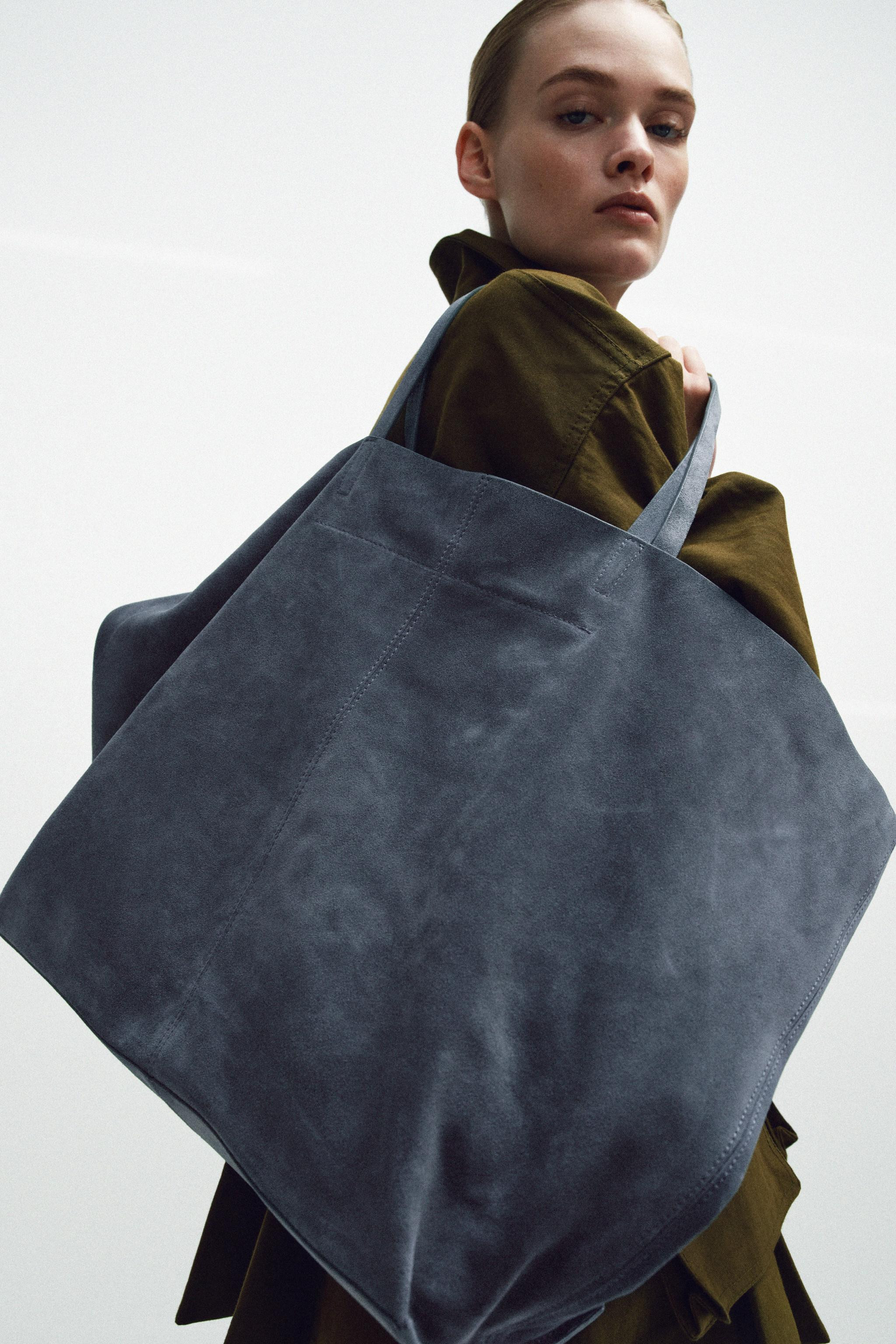 MAXI SPLIT LEATHER SHOPPER | Zara US