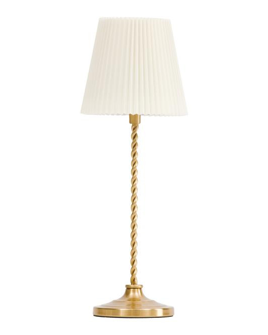 15.75in Rechargeable Fluted Lamp With Twisted Base | TJ Maxx