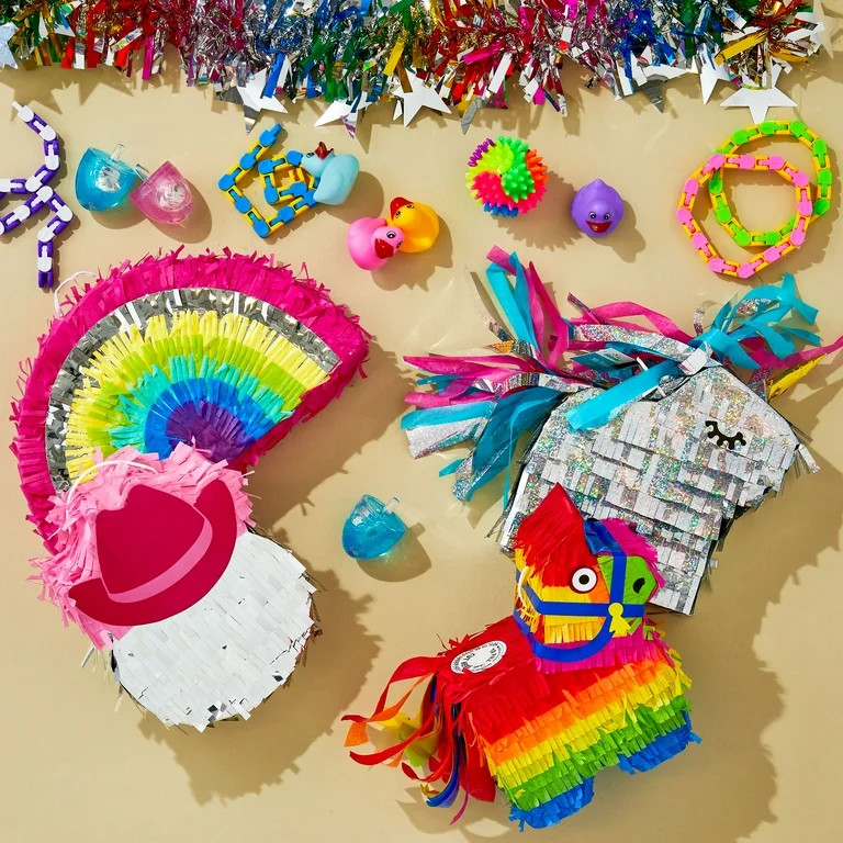 Multicolor Rainbow Tinsel Garland with Jumbo Silver Stars, 9', by Way To Celebrate | Walmart (US)