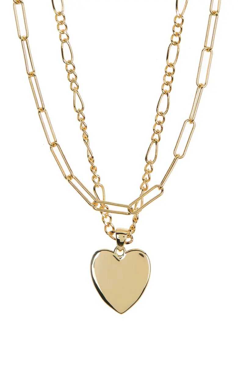 Adornia 14K Yellow Gold Plated Paperclip Link Heart Pendant Necklace | Nordstromrack | Nordstrom Rack
