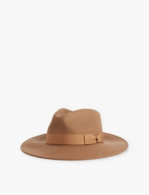 Wide-brim ribbon wool fedora hat | Selfridges