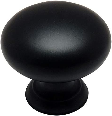 25 Pack - Cosmas 4950FB Flat Black Cabinet Hardware Round Mushroom Knob - 1-1/4" Diameter | Amazon (US)
