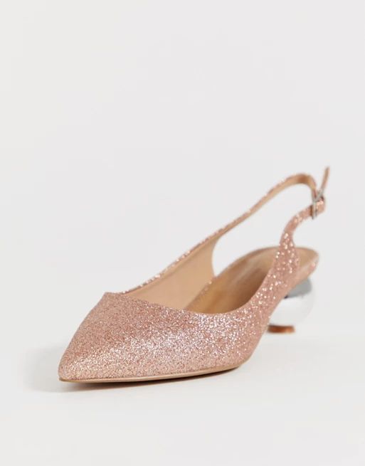 ASOS DESIGN Wide Fit Sphere slingback ball heels in rose gold glitter | ASOS | ASOS US