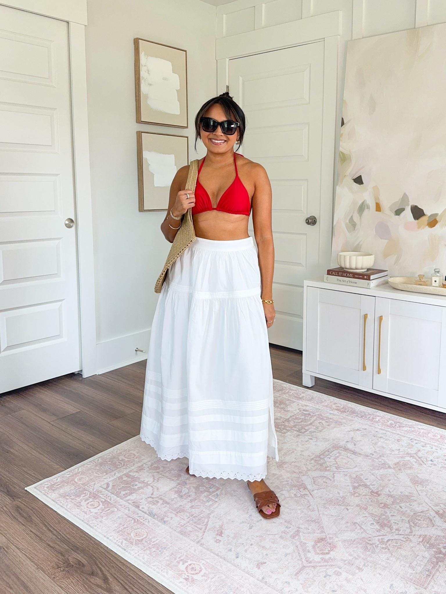 Europe & Summer Capsule Wardrobe
Red swimsuit top size xs TTS
White maxi skirt size xs TTS
Black sandals size 5.5 TTS


#LTKStyleTip #LTKTravel #LTKPetite