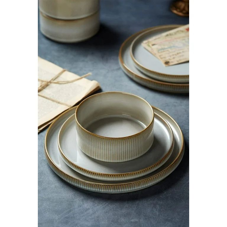 Famiware Star Stoneware Dinnerware Sets, Plates and Bowls Set for 4, 12 Piece Dish Set, Cappuccin... | Walmart (US)