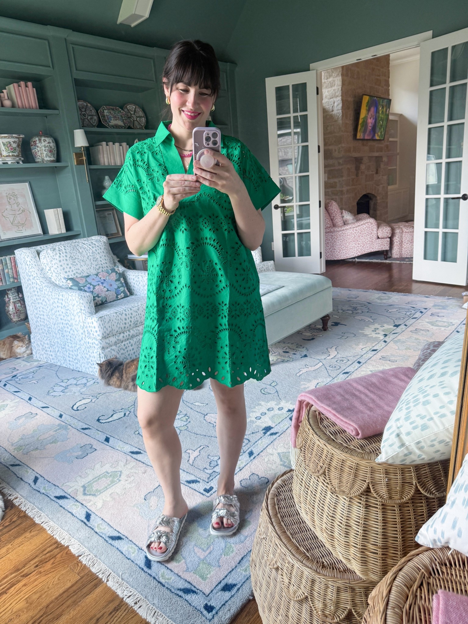 Farmers market outfit- casual green dress, silver sandals and bottega dupe earrings 

#HOCWinter

#LTKSeasonal #LTKOver40 #LTKFindsUnder50
