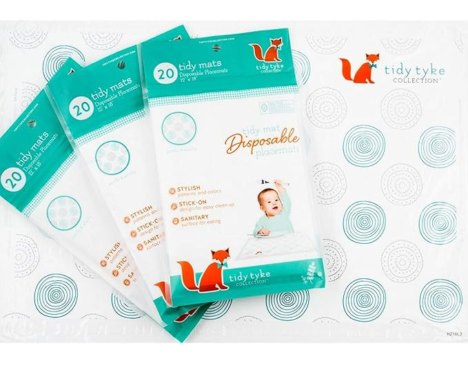 Extra Sticky Disposable Placemats Baby - Bulk Pack - Ultimate Mom Hack - Tidy Tyke - Table Mat St... | Amazon (US)
