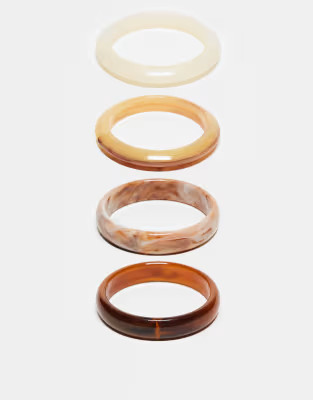 ASOS DESIGN pack of 4 resin bangles in multi | ASOS | ASOS (Global)