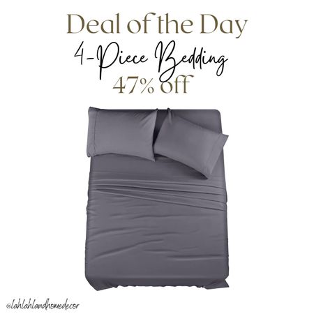 Sale Alert of this comfy 4-piece sheet set! Save 47% off! Also comes in more colors 🌈 #amazonfind @amazon | bedding | bedroom decor 

#LTKsalealert #LTKfindsunder50 #LTKhome