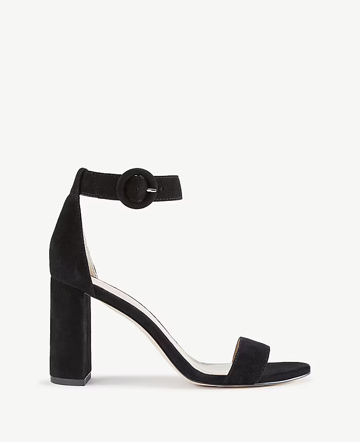 Leannette Suede Leather Block Heel Sandals | Ann Taylor (US)
