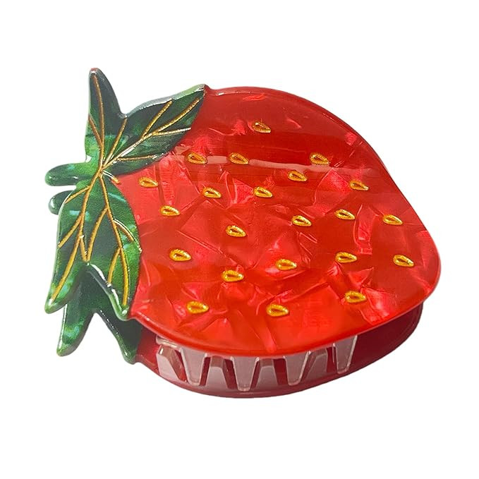 Red Strawberry Hair Claw Clip: Acetate Strawberry Strong Hold Hair Jaw Unique Fruit Hair Accessor... | Amazon (US)