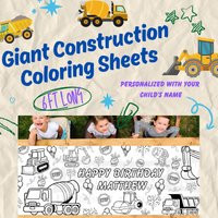 Construction Trucks, Theme Party, Large Truck Coloring Sheet, Party Decor | Etsy (US)