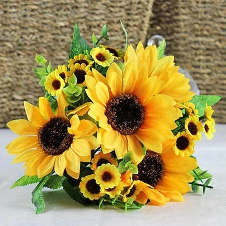 Pretty Comy 7 Head Artificial Sunflower Decoration Artificial Plastic Sunflower Heads Home Party Dec | Walmart (US)