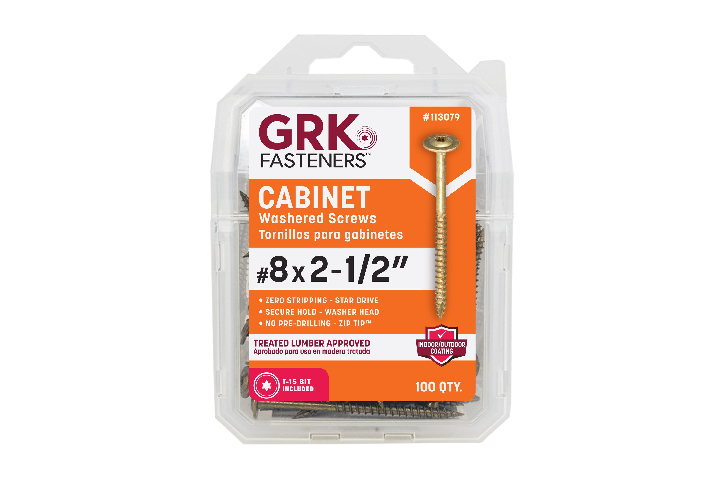 GRK #8 x 2-1/2-in Polymer Interior Cabinet screws 100 -Per Box | 113079.0 | Lowe's