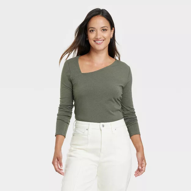 Women's Long Sleeve Asymmetrical Top - A New Day™ | Target