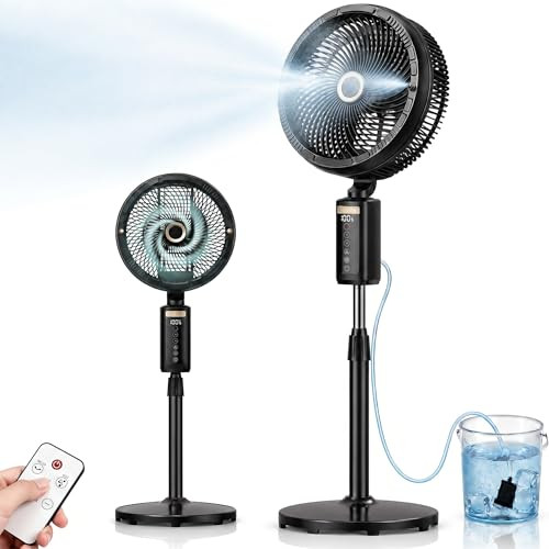 Ausic Outdoor Misting Fan for Patio, 30000mAh Rechargeable Battery Powered Cordless Pedestal Fan,... | Amazon (US)