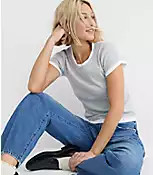 Heathered Layered Perfect Ribbed Tee | LOFT