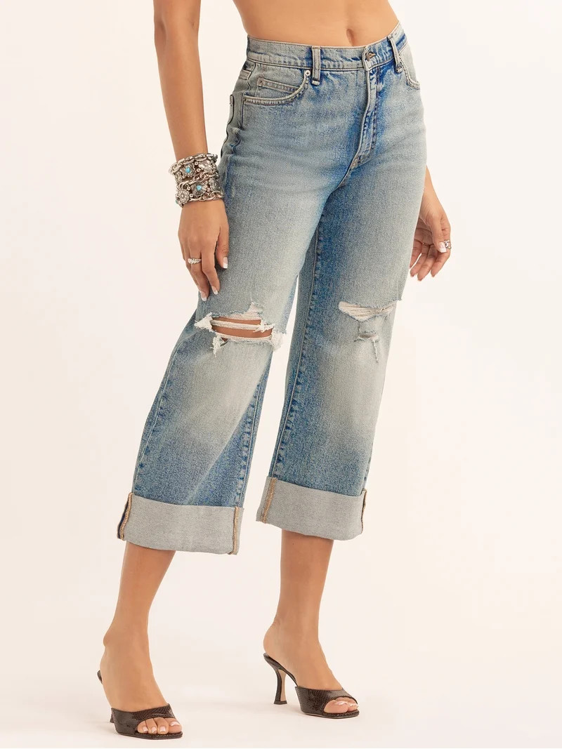 Jessica Simpson Women's Zinnia Wide Leg Boyfriend Jeans, Sizes 2-16 | Walmart (US)