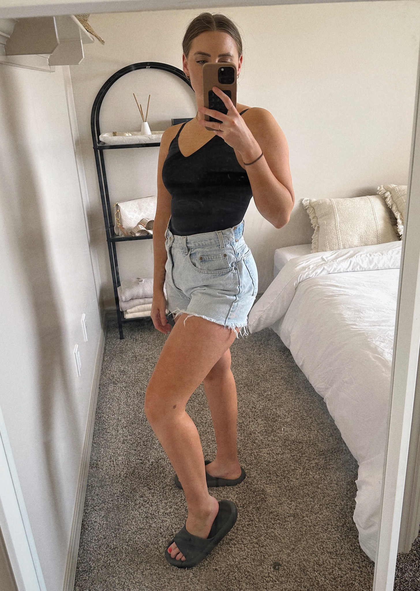This viral Amazon skims dupe bodysuit is amazing! It’s so flattering and snatches you in at the waist! My waist was 2-3 inches smaller with the bodysuit on! Shorts are men’s jeans that I  cut off.

#LTKFind #LTKunder50