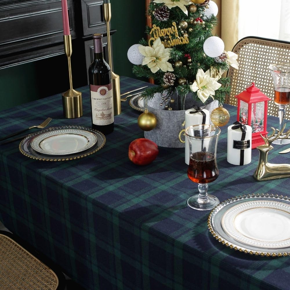 ZIQINPSQ Dining Room Rectangle Fabric Tablecloth 2 Pack, British Style Plaid Print Tablecloth,Chr... | Amazon (US)