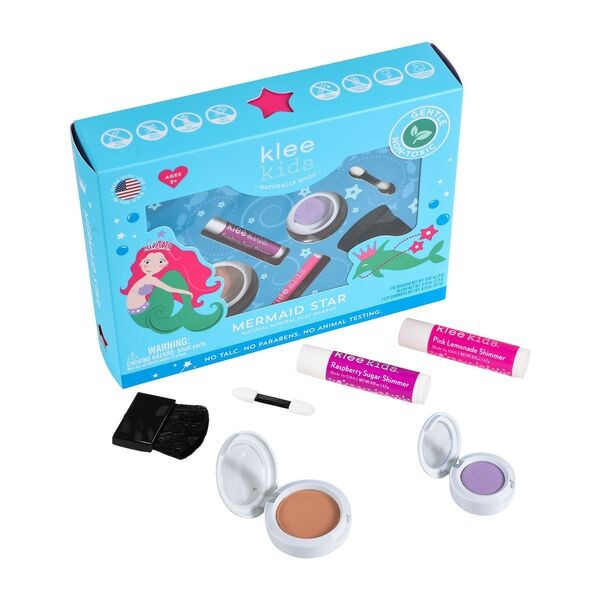 Mermaid Star 4-Piece Natural Play Makeup Kit with Pressed Powder Compacts | Maisonette