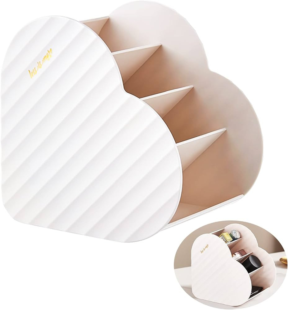 DASITON Large Capacity Makeup Brush Holder Organizer,4 Slot Love Makeup Brushes Cup,Heart shaped ... | Amazon (US)