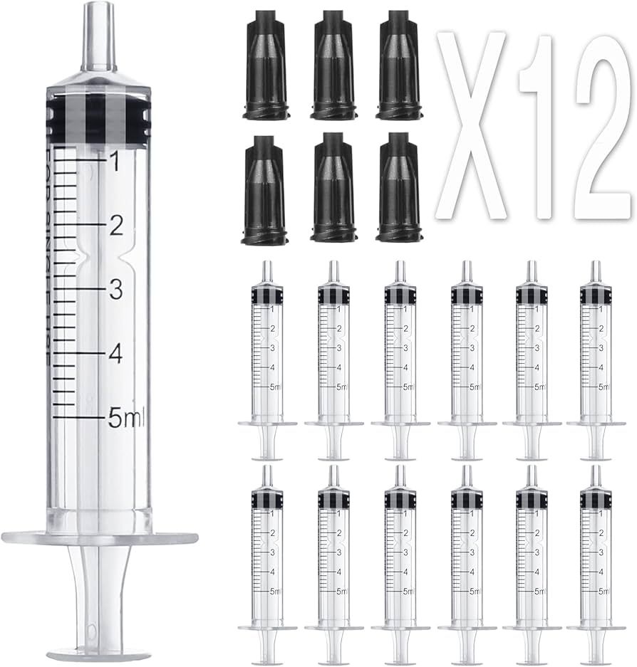 12 Pack - 5ml Plastic Syringes Separate Sterile Packaging Small Syringe Without Needle for Plant ... | Amazon (US)