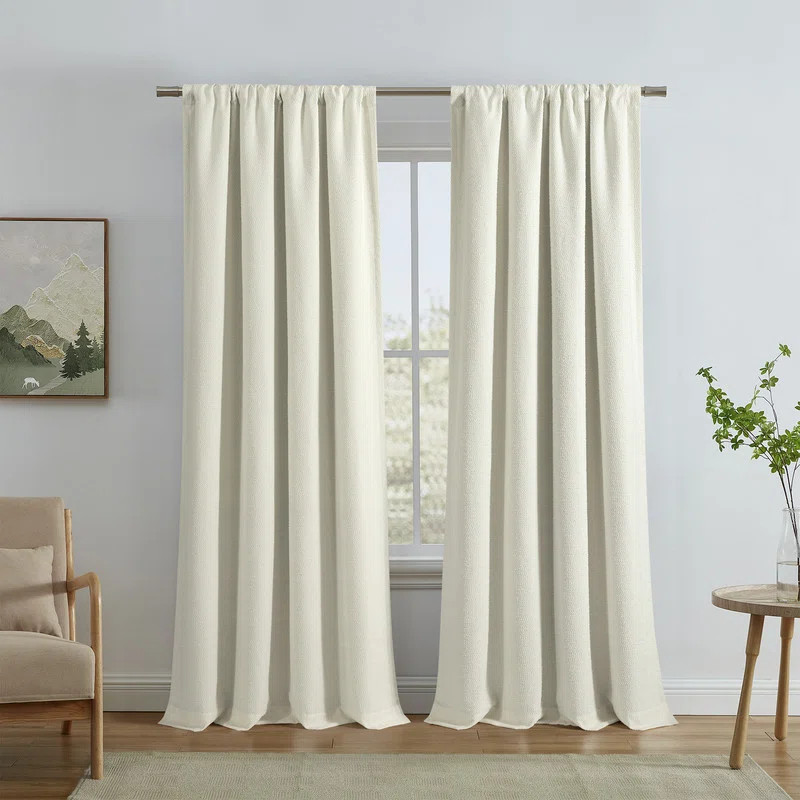 Soffia Boucle Texture Blackout Thermal Rod Pocket Curtains, 2 Panels | Wayfair North America