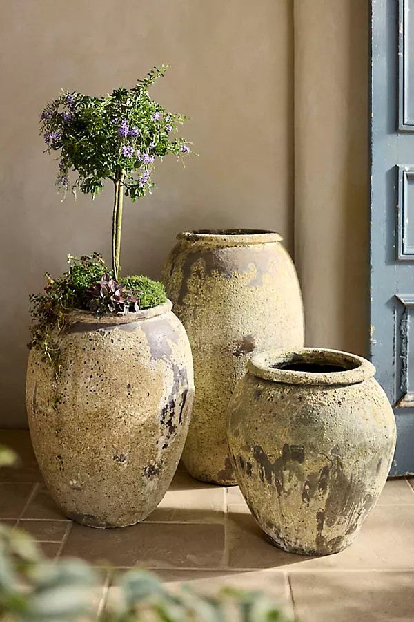 Barnacle Water Jar Planter in Beige, Size: 34" at Terrain | Terrain