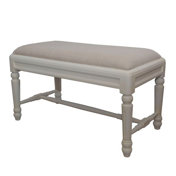 Burnham Home Designs Lancaster Waters Off-white Wood/Linen Entryway Bench | Bed Bath & Beyond