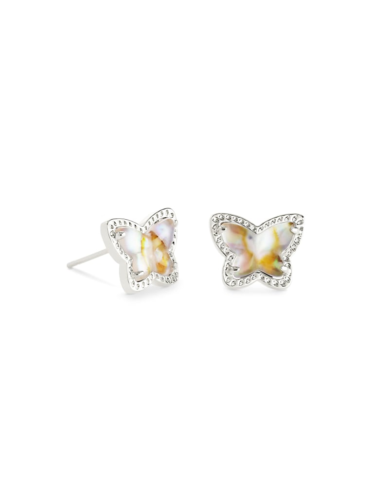 Lillia Butterfly Silver Stud Earrings in Iridescent Abalone | Kendra Scott