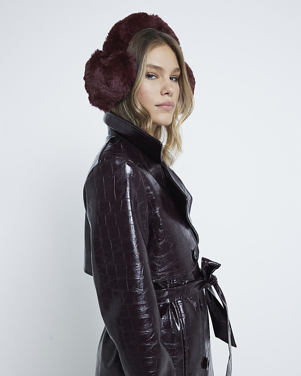 Red heart faux fur ear muffs | River Island (UK & IE)