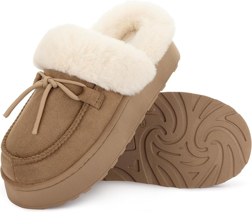 RockDove Women's Microsuede Moc Toe Platform Memory Foam Slipper with Indoor/Oudoor sole | Amazon (US)