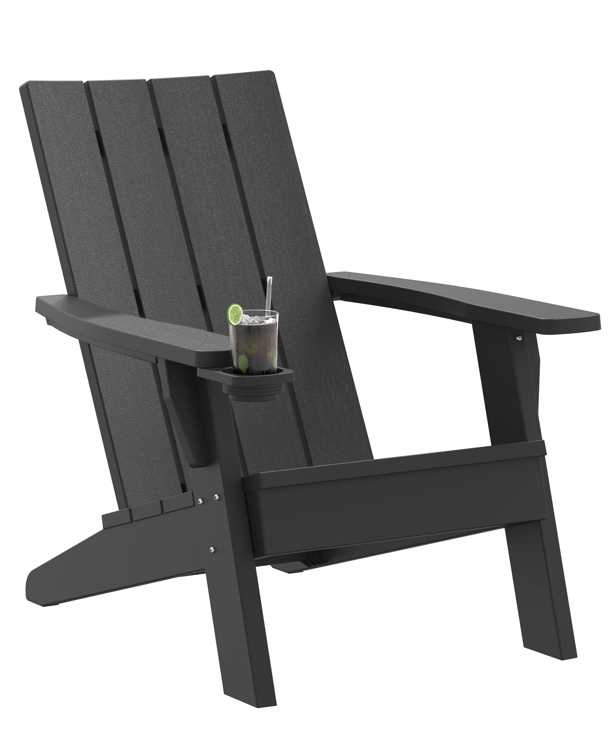 LHBcraft Adirondack Chair with Cup Holder,HDPE Patio Chair with Wood Grain Texture,Weather-Resist... | Walmart (US)