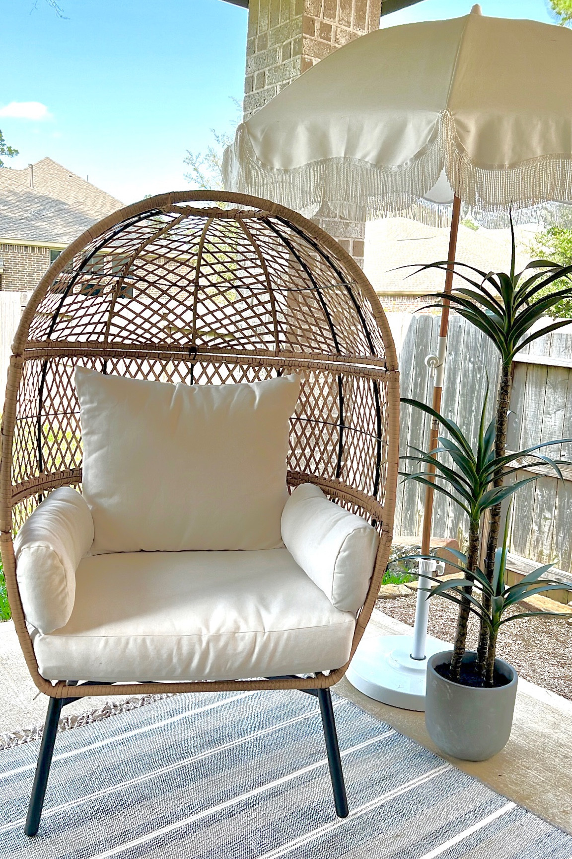 Patio furniture one sale. Egg chair on sale. Walmart find. Target plant. Amazon umbrella  

#LTKunder100 #LTKsalealert #LTKhome