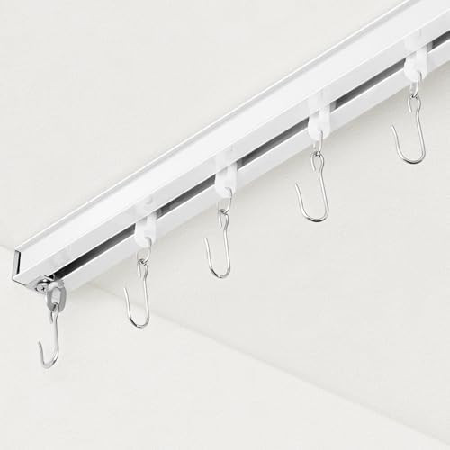 Curtain Track, Ceiling Curtain Track for Room Divider, Ceiling Mount Rail Set with Roller Hooks, ... | Amazon (US)