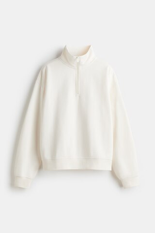 H & M - Oversized Half-Zip Sweatshirt - Cream | H&M (US, CA, MX)