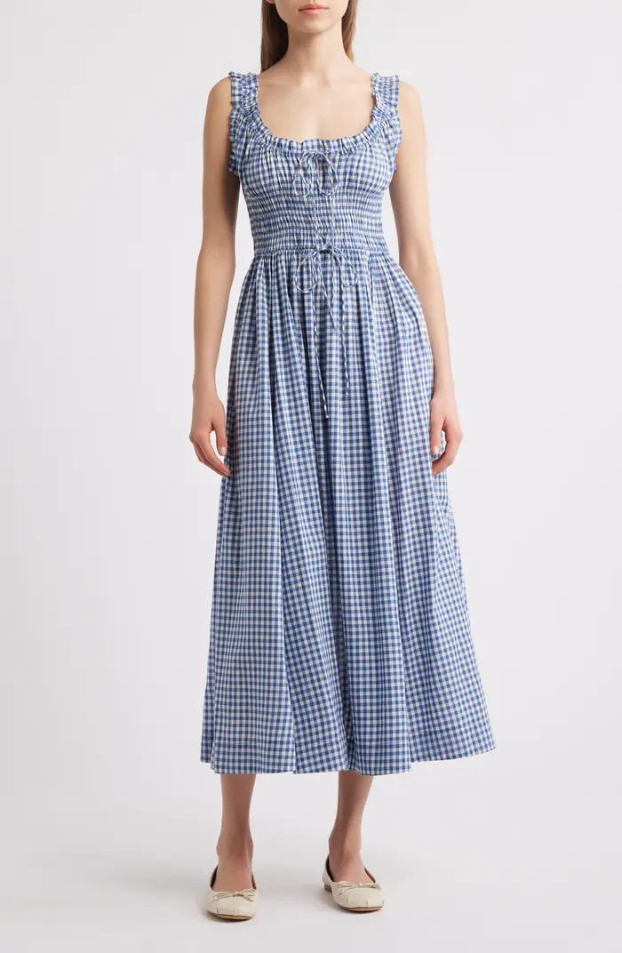 DÔEN Emmaretta Gingham Pleated Voile Maxi Dress | Nordstrom | Nordstrom