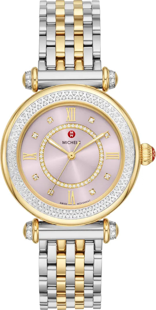 Caber Mid Two-Tone Diamond Bracelet Watch, 35mm - 0.59ct. | Nordstrom Rack