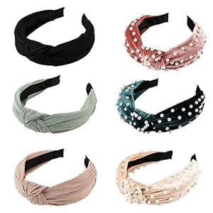 Womens Headbands, LOVNFC 6Pcs Knotted Head Bands No Slip Fashion for women Girls Wide Top Knot Tu... | Amazon (US)