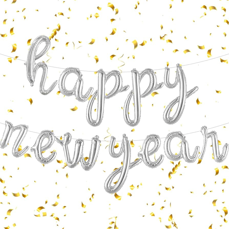 New Years Decorations 2026-16 Inch Happy New Year Balloons - Silver Letter Foil New Years Balloon... | Amazon (US)