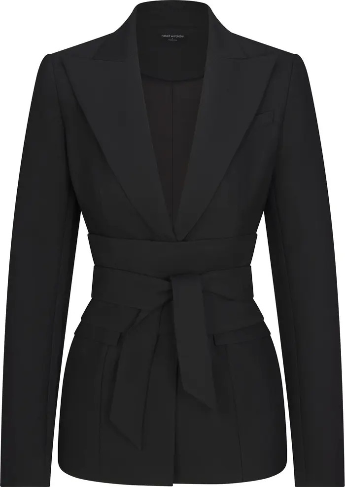 Power Shoulder Tie Waist Blazer | Nordstrom